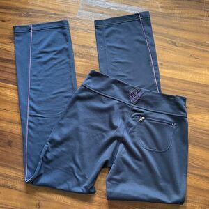 Lija Vintage Y2K Navy Blue Pink Stripe Flare Leggings Yoga Pants Small